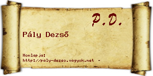 Pály Dezső névjegykártya